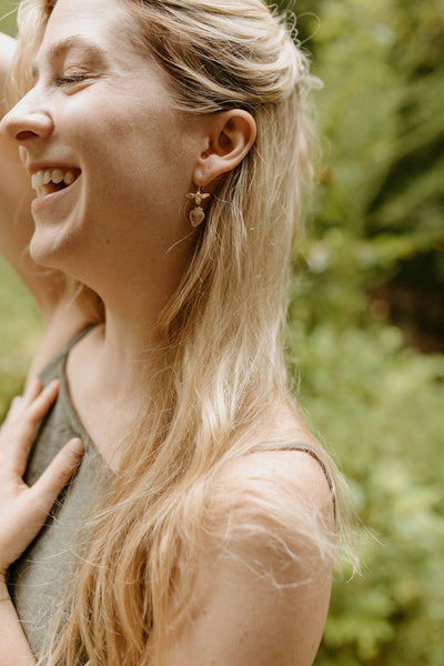 Strawberry + Bee Earrings with Gold Detailing - Daily Magic