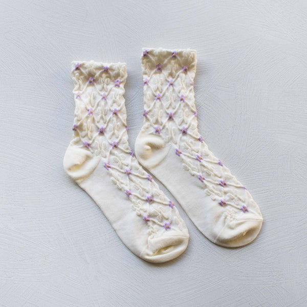 Blossom Casual Socks: Lilac/Ivory - Daily Magic