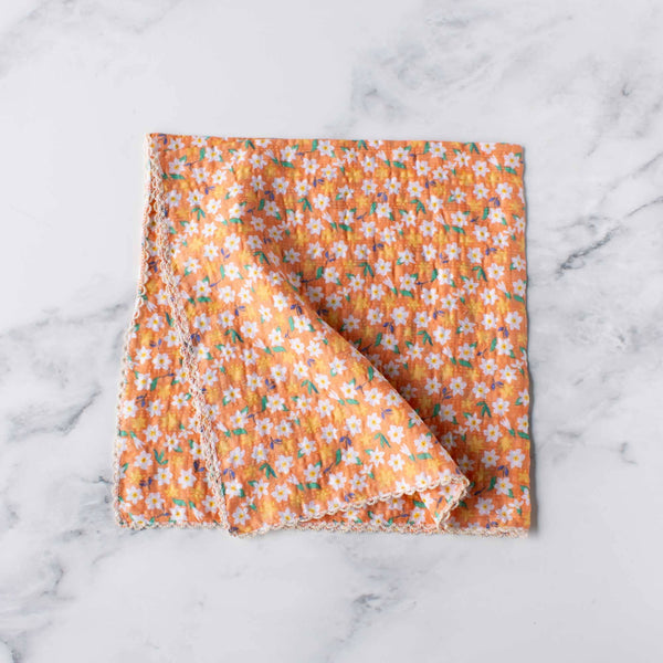 Cottage Floral Cotton Scarf: Coral - Daily Magic