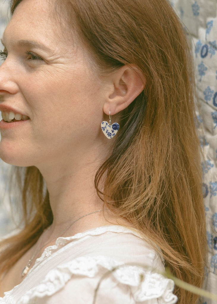 Ditsy Floral Heart Earrings - Daily Magic