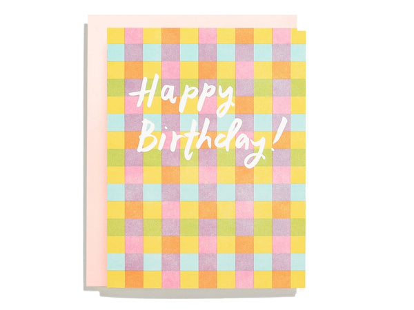 Plaid Birthday - Letterpress Greeting Card - Daily Magic