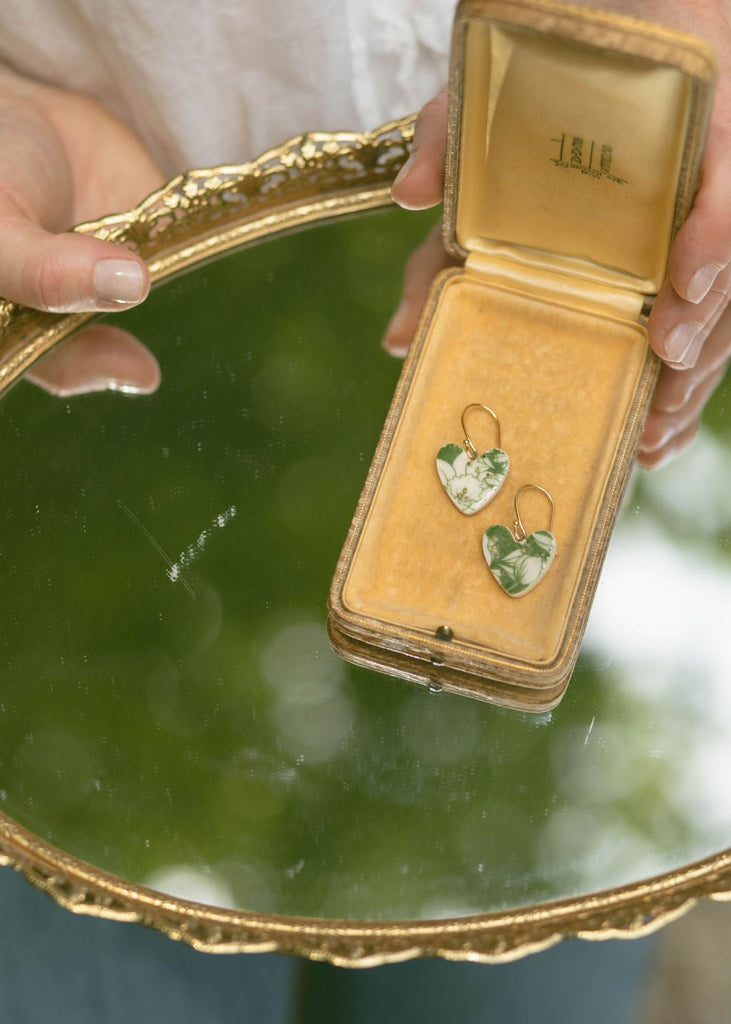 Secret Garden Porcelain Heart Earrings - Daily Magic