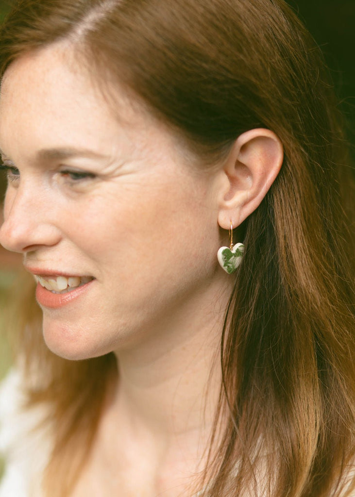 Secret Garden Porcelain Heart Earrings - Daily Magic