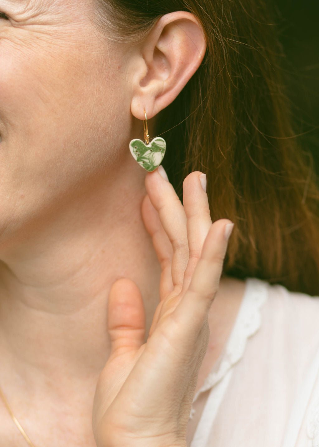 Secret Garden Porcelain Heart Earrings - Daily Magic