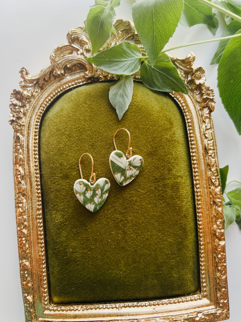 Secret Garden Porcelain Heart Earrings - Daily Magic