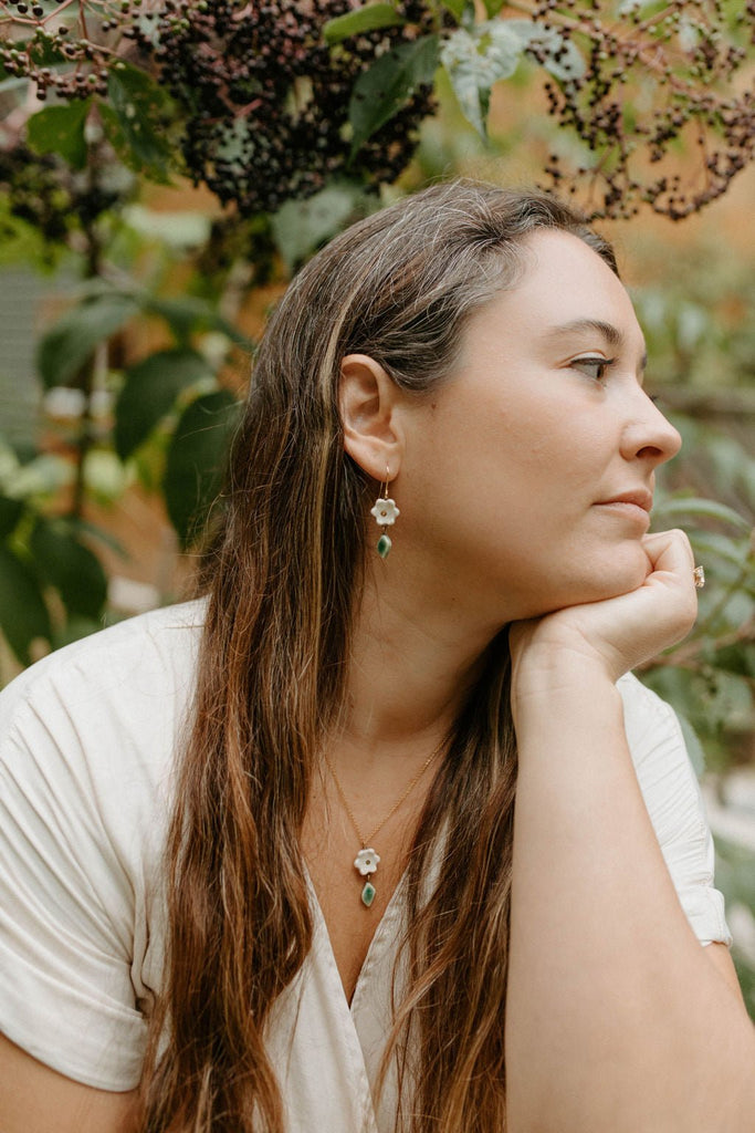 Flower & Leaf Dangle Earrings - Daily Magic