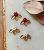 Gilded Garden: Poinsettia Flower Studs with Gold Leaf Jacket - 3-in-1 Versatility for The Holidays - Daily Magic