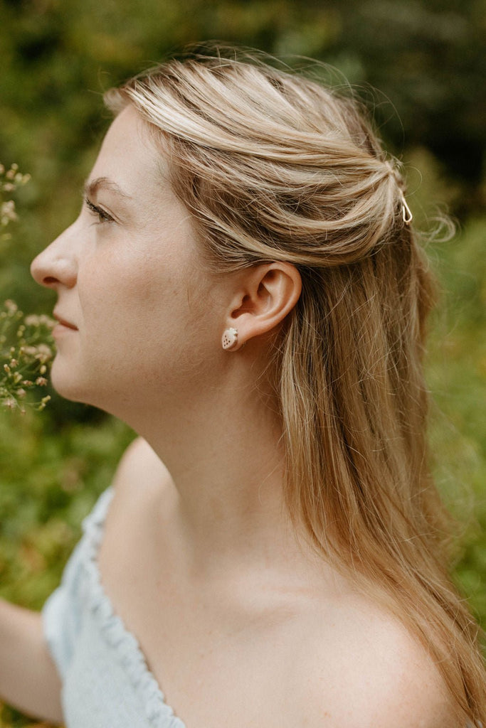Gilded Garden: Porcelain Fruit Studs with Gold Detailing - Daily Magic