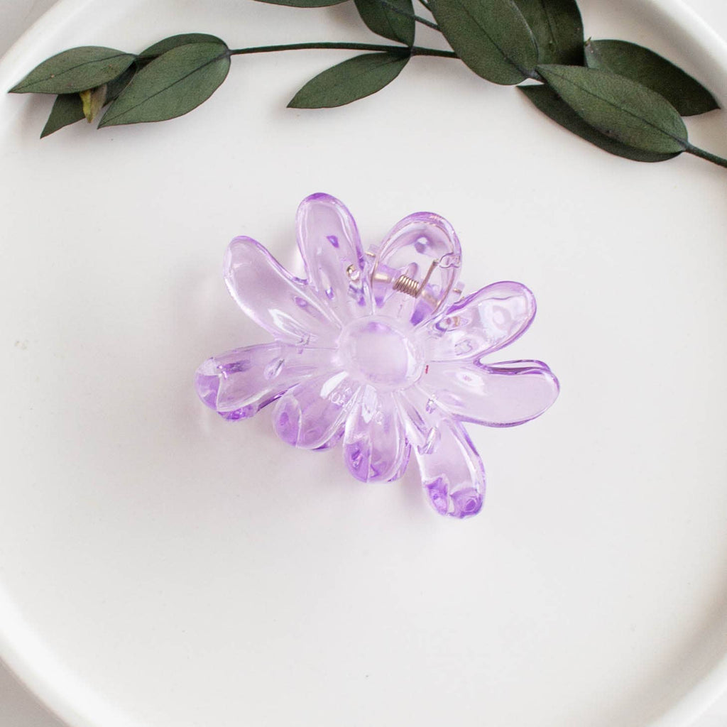 Glossy Clear Floral Hair Claw Clip: Very Yellow - Daily Magic