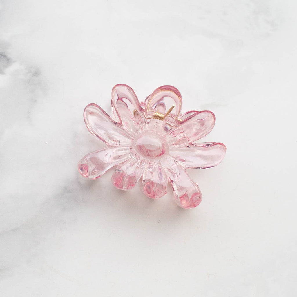 Glossy Clear Floral Hair Claw Clip: Very Yellow - Daily Magic