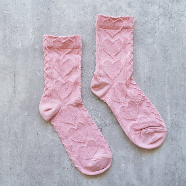 Heart Embossing Socks: Pink - Daily Magic