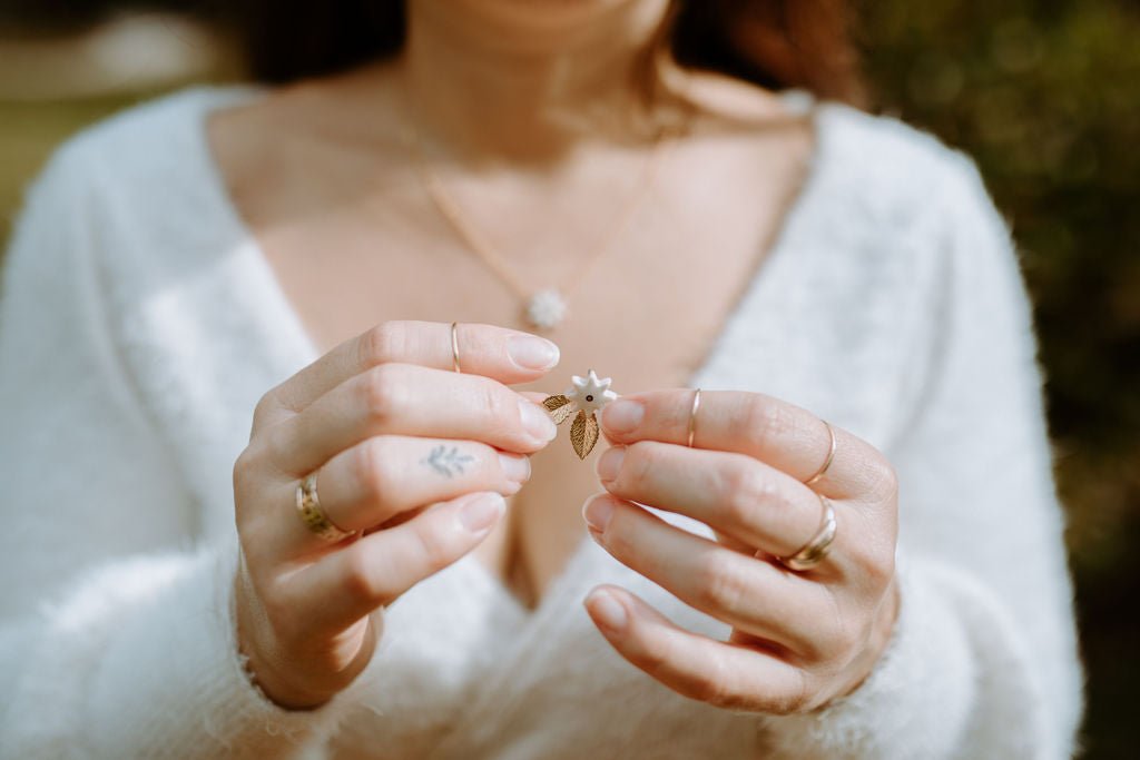 Poinsettia Necklace with Gold Details on Delicate Chain - Daily Magic