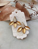 The Laurel Set: Handmade Ceramic Teardrop Stud with Removable Gold Leaf Earring Jacket - Daily Magic